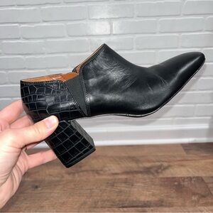 Vionic Linda Heeled Shortie with Arch Support Croc Leather Side Zip Booties